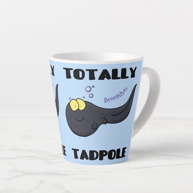 Cute fun tadpole cartoon illustration latte mug (Right Angle)