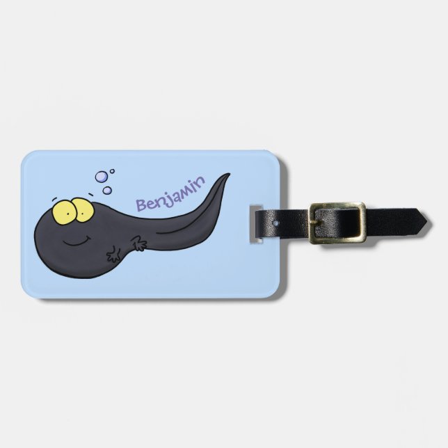 Cute fun tadpole cartoon illustration luggage tag (Front Horizontal)