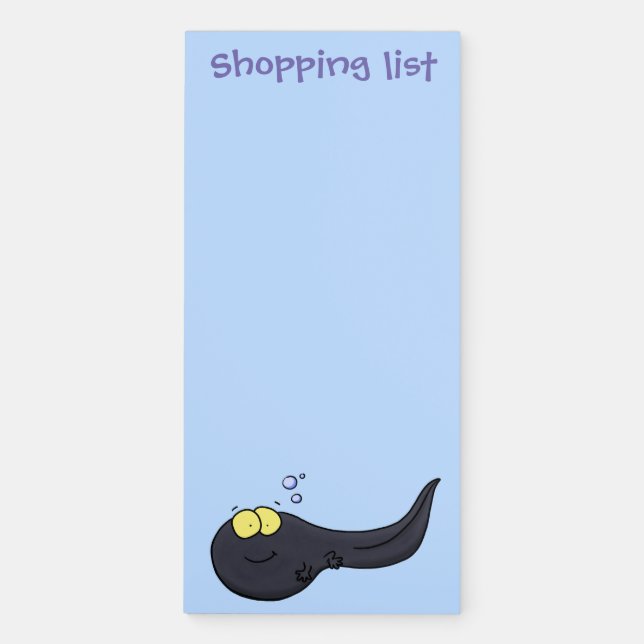 Cute fun tadpole cartoon illustration magnetic notepad (Front)