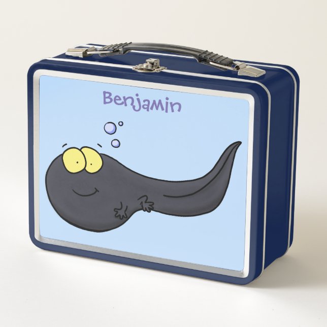Cute fun tadpole cartoon illustration metal lunch box (Front)