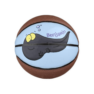 Cute fun tadpole cartoon illustration mini basketball