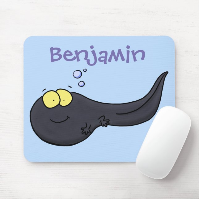 Cute fun tadpole cartoon illustration mouse pad (With Mouse)