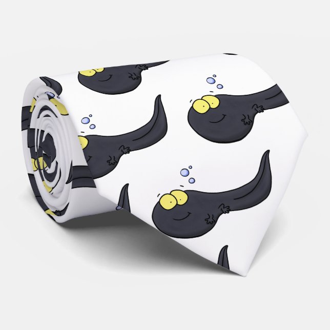 Cute fun tadpole cartoon illustration neck tie (Rolled)