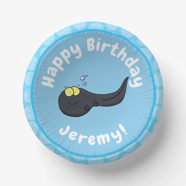 Cute fun tadpole cartoon illustration paper bowls (Front)