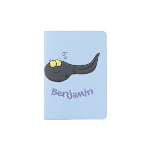 Cute fun tadpole cartoon illustration passport holder