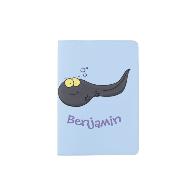 Cute fun tadpole cartoon illustration passport holder (Front)
