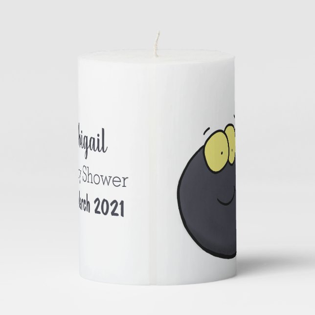 Cute fun tadpole cartoon illustration pillar candle (Back)