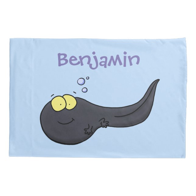 Cute fun tadpole cartoon illustration pillow case (Back)
