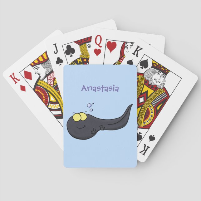 Cute fun tadpole cartoon illustration poker cards (Back)