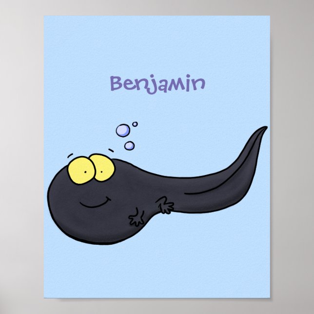 Cute fun tadpole cartoon illustration poster (Front)