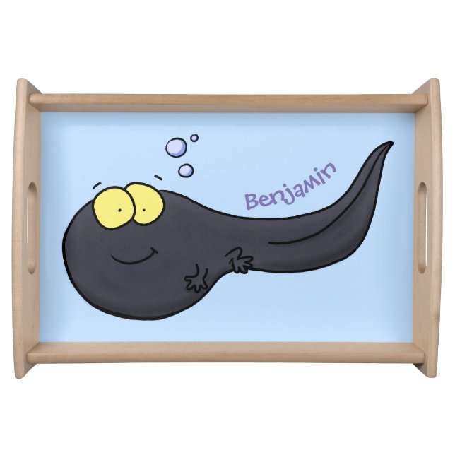 Cute fun tadpole cartoon illustration serving tray (Front)