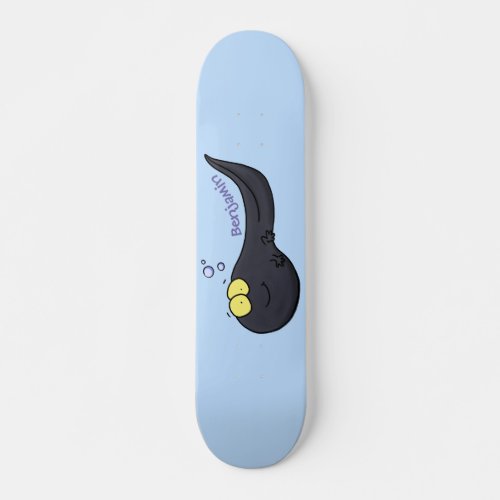 Cute fun tadpole cartoon illustration skateboard