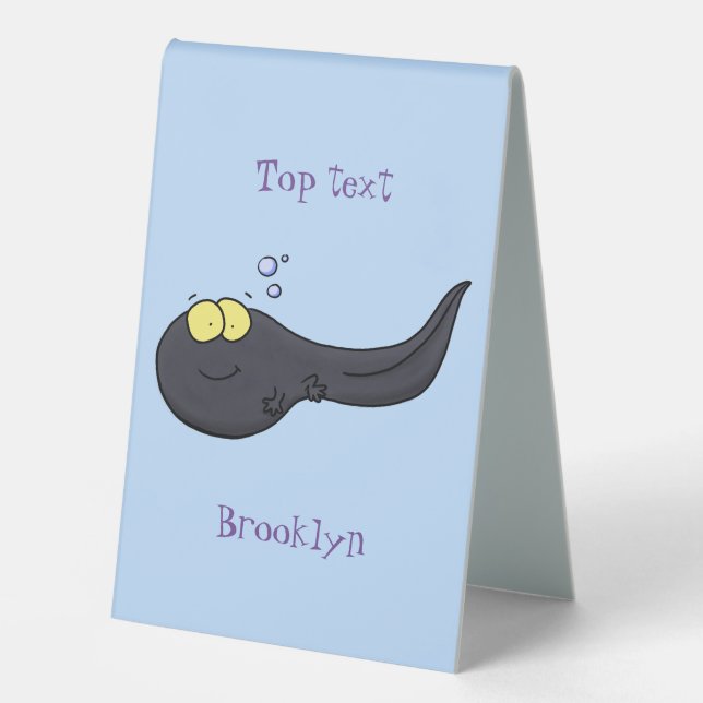 Cute fun tadpole cartoon illustration table tent (Front)