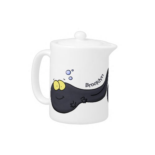 Cute fun tadpole cartoon illustration teapot