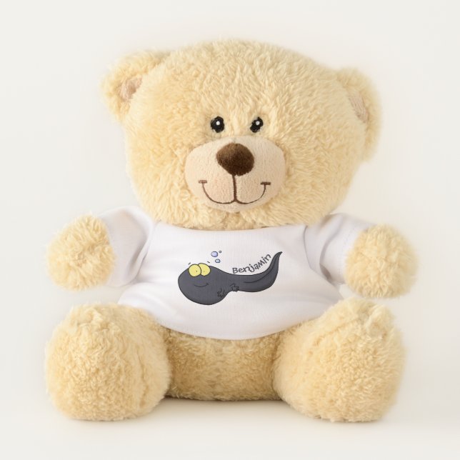 Cute fun tadpole cartoon illustration teddy bear (Front)