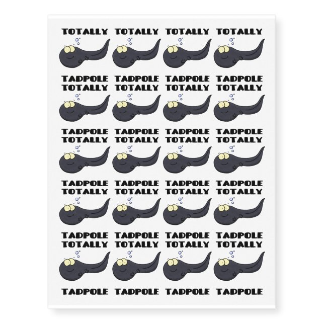 Cute fun tadpole cartoon illustration temporary tattoos (Front)