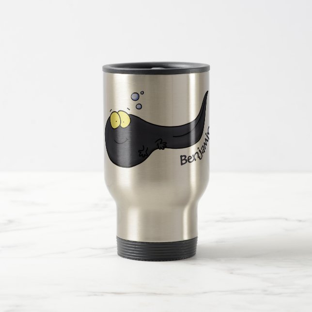 Cute fun tadpole cartoon illustration travel mug (Center)