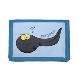 Cute fun tadpole cartoon illustration trifold wallet