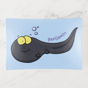 Cute fun tadpole cartoon illustration trinket tray
