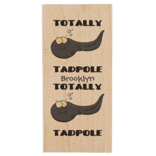 Cute fun tadpole cartoon illustration wood flash drive
