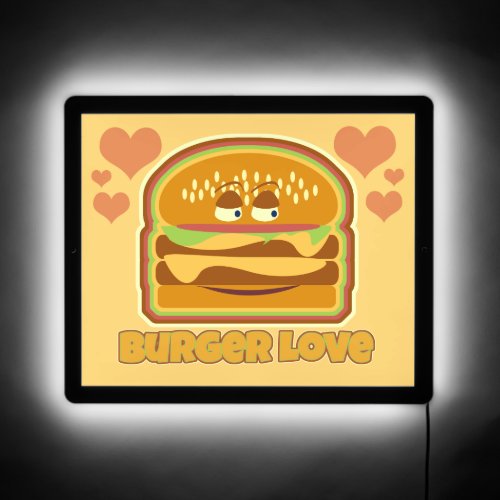 Cute Fun Tasty Cheeseburger Love Fun Meal LED Sign