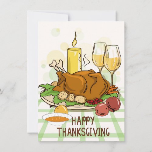 Cute Fun Thanksgiving Turkey Dinner Meal on Table Invitation