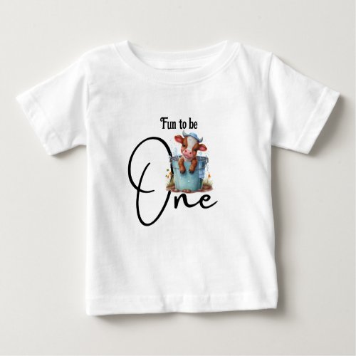 Cute Fun to be One Cow in a Bucket Personalized Baby T_Shirt