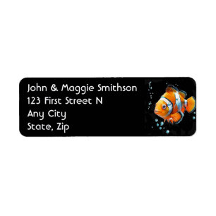 Cute Fun Tropical Aquarium Clown Fish Label