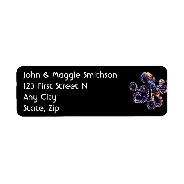 Cute Fun Tropical Undersea Octopus Label (Front)
