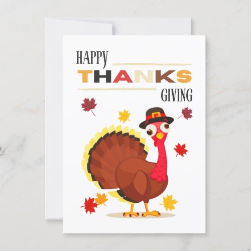 Cute Fun Turkey Fall Happy Thanksgiving Card