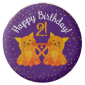 Cute Fun Twins Orange Kittens On Purple Joint Bday Chocolate Covered Oreo (Front)