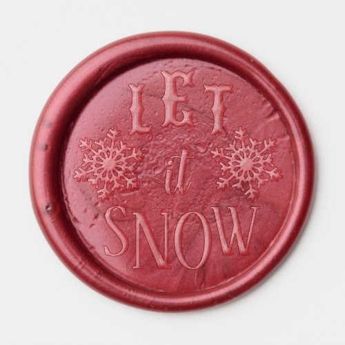 Cute Fun Typography Style Let It Snow Text Wax Seal Sticker