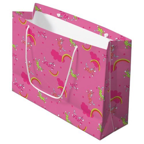 Cute Fun Unicorns rainbow pink cartoon pattern Large Gift Bag
