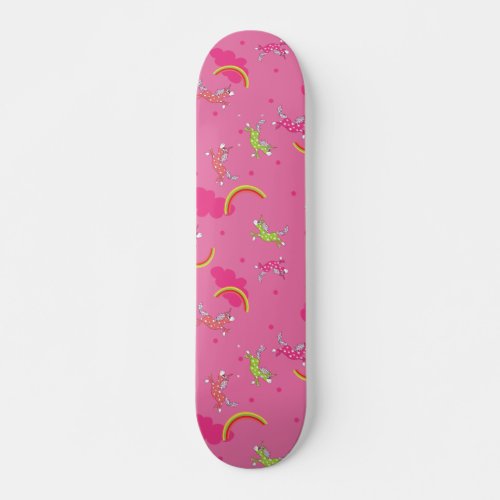 Cute Fun Unicorns rainbow pink cartoon pattern Skateboard