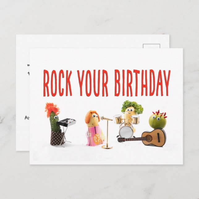 Cute fun unique birthday post card for vegetarians (Front/Back)