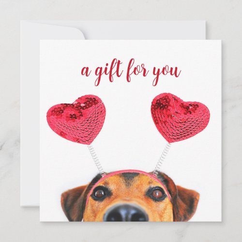 Cute Fun Valentines Day Dog Headband Gift Card
