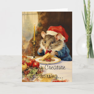 Cute Fun Watercolor Christmas Mouse  Holiday Card