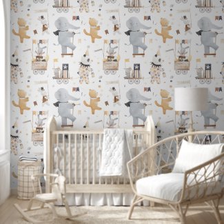Cute Fun Watercolor Safari Animals Circus Nursery