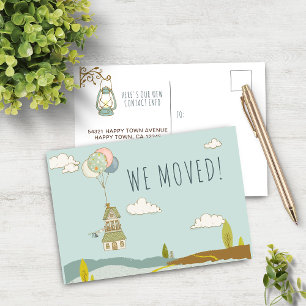 Cute Fun We Moved Balloon House 2 Announcement Postcard