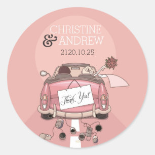Cute Fun Wedding Thank You Personalized Classic Round Sticker