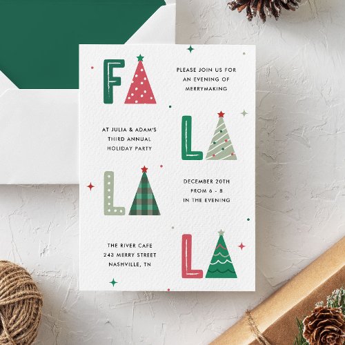Cute Fun Whimsical Christmas Trees Holiday Party Invitation
