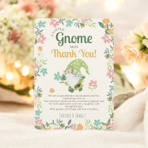 Cute Fun Whimsical Floral Gnome First Birthday