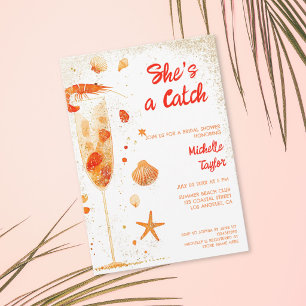Cute Fun Whimsical Quirky Coastal Shrimp Lobster Invitation