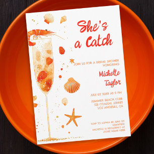 Cute Fun Whimsical Quirky Coastal Shrimp Lobster Invitation