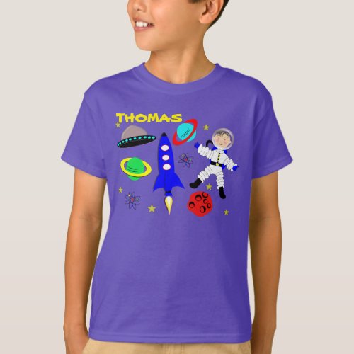 Cute Fun Whimsy Space Themed Personalized T_Shirt