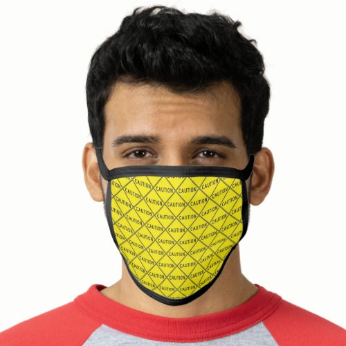 Cute Fun Yellow Caution Signs Face Mask