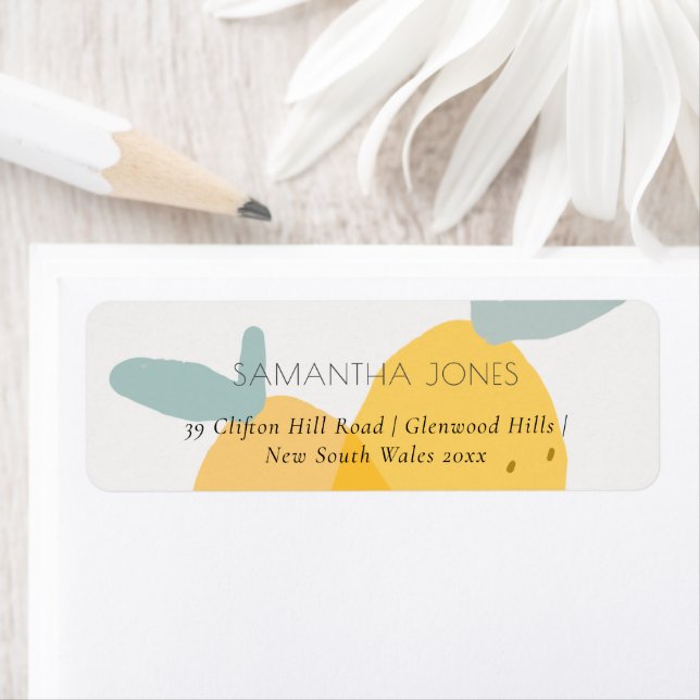 Cute Fun Yellow Lemon Fruity Citrus Bright Address Label (Insitu)