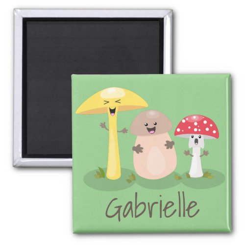 Cute fungi mushrooms and toadstools cartoon magnet