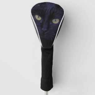 Cute Funky Black Cat Kitten Yellow Eyes Golf Head Cover