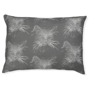 Cute Funky Cat Kitten Eyes Face Sketch Pet Bed